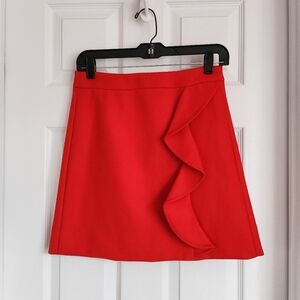 J. Crew festive red wool mini skirt in size 0